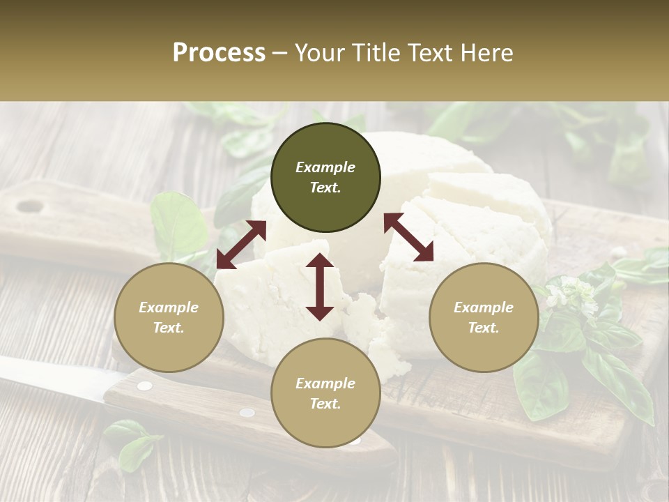 A Piece Of Cheese On A Cutting Board With A Knife PowerPoint Template