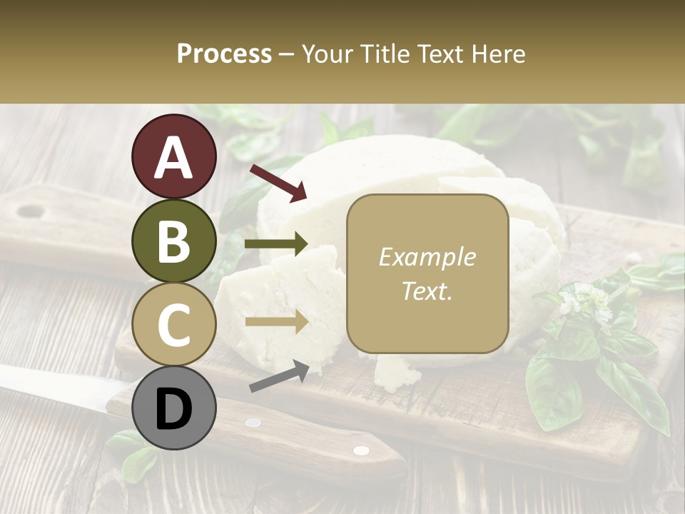 A Piece Of Cheese On A Cutting Board With A Knife PowerPoint Template