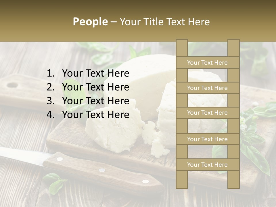 A Piece Of Cheese On A Cutting Board With A Knife PowerPoint Template