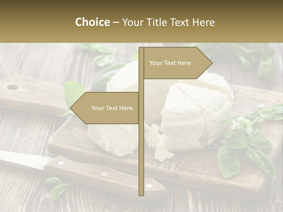 A Piece Of Cheese On A Cutting Board With A Knife PowerPoint Template