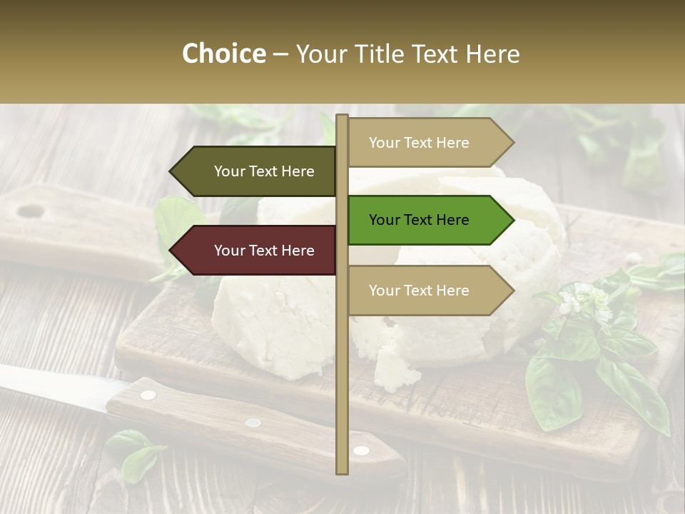A Piece Of Cheese On A Cutting Board With A Knife PowerPoint Template