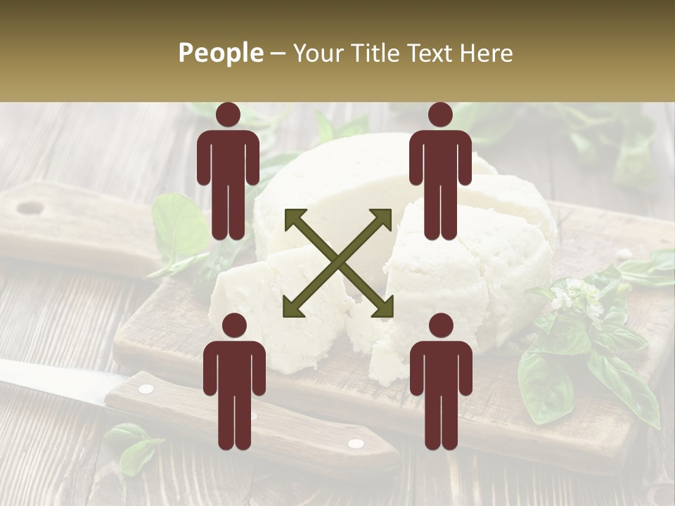 A Piece Of Cheese On A Cutting Board With A Knife PowerPoint Template