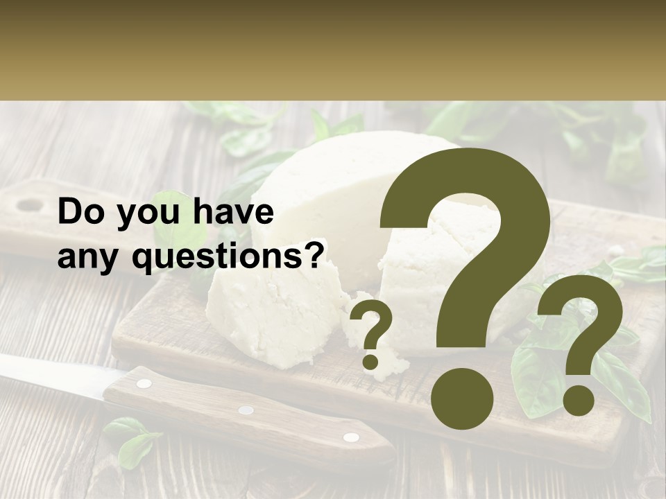 A Piece Of Cheese On A Cutting Board With A Knife PowerPoint Template