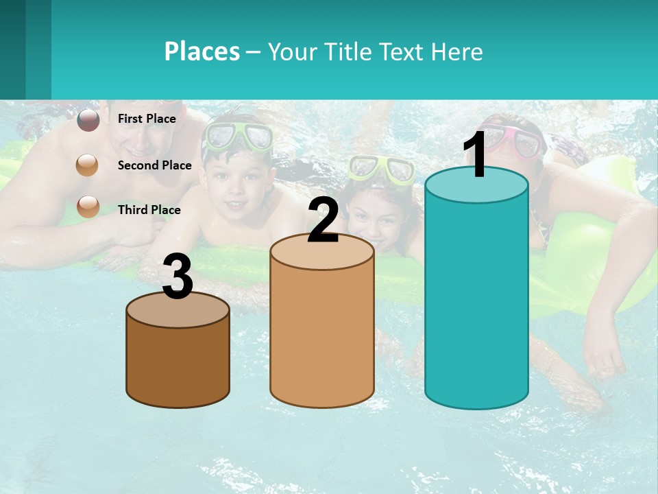 A Family In A Swimming Pool With Goggles On PowerPoint Template