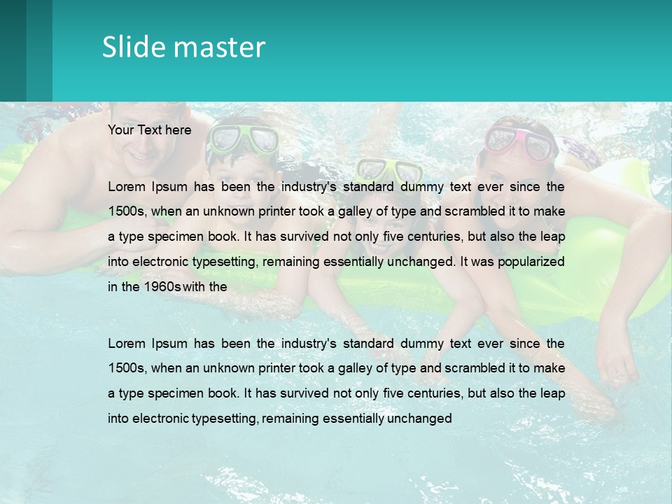 A Family In A Swimming Pool With Goggles On PowerPoint Template