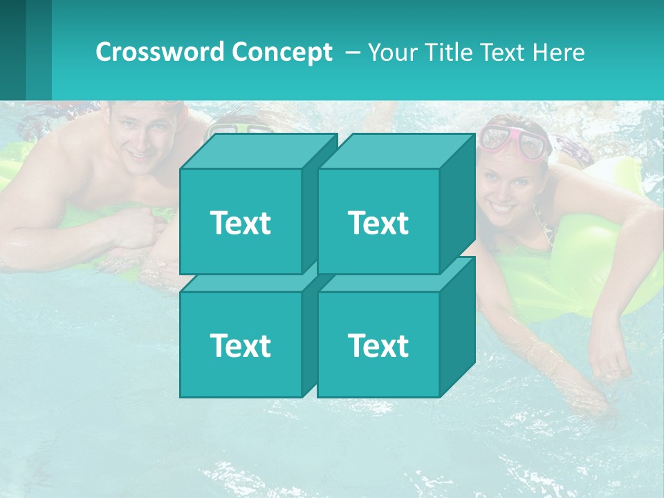 A Family In A Swimming Pool With Goggles On PowerPoint Template