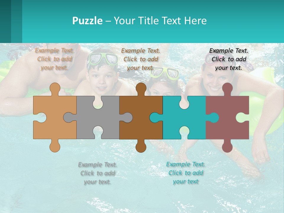 A Family In A Swimming Pool With Goggles On PowerPoint Template