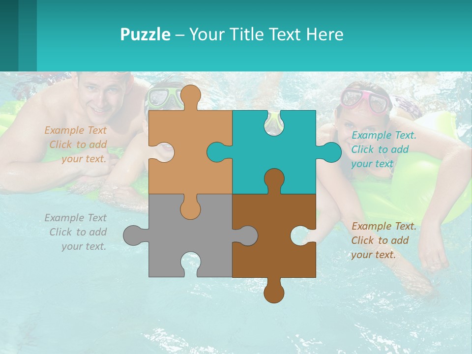 A Family In A Swimming Pool With Goggles On PowerPoint Template