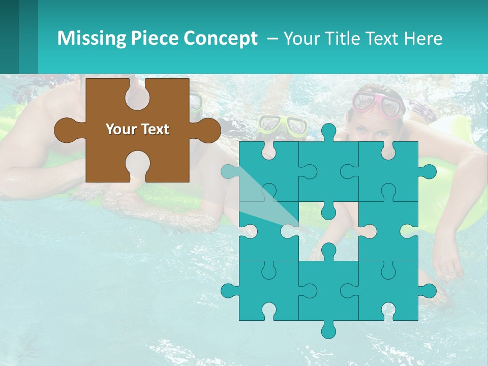 A Family In A Swimming Pool With Goggles On PowerPoint Template