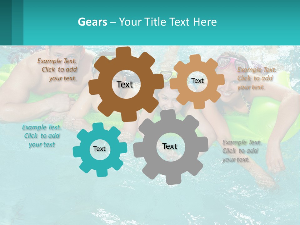 A Family In A Swimming Pool With Goggles On PowerPoint Template