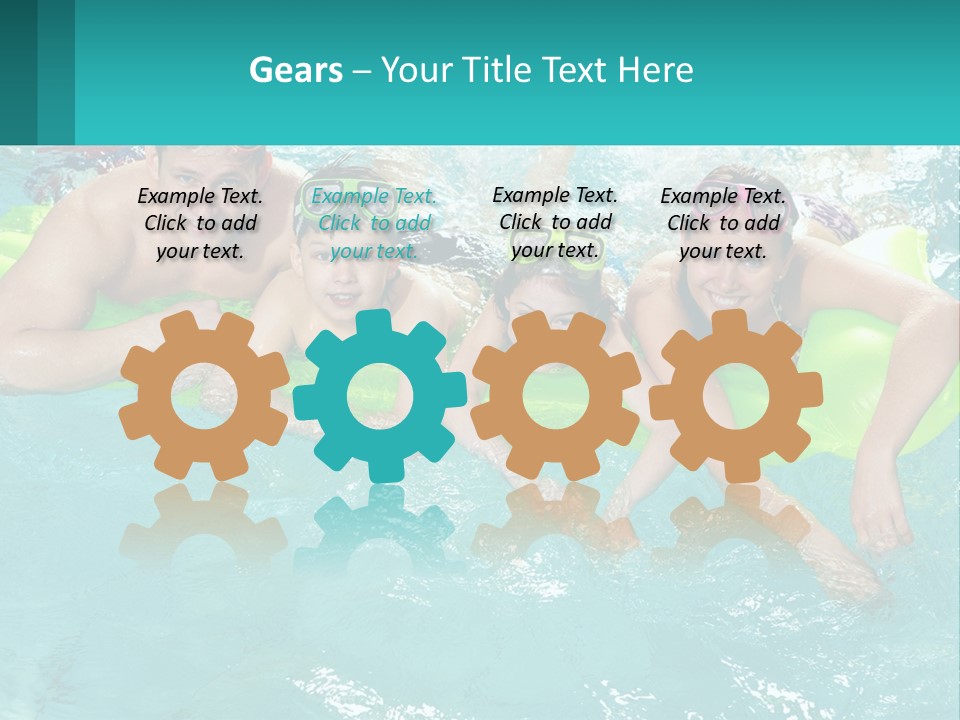 A Family In A Swimming Pool With Goggles On PowerPoint Template