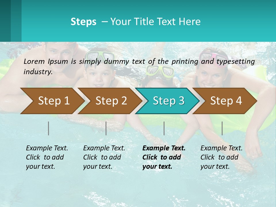 A Family In A Swimming Pool With Goggles On PowerPoint Template