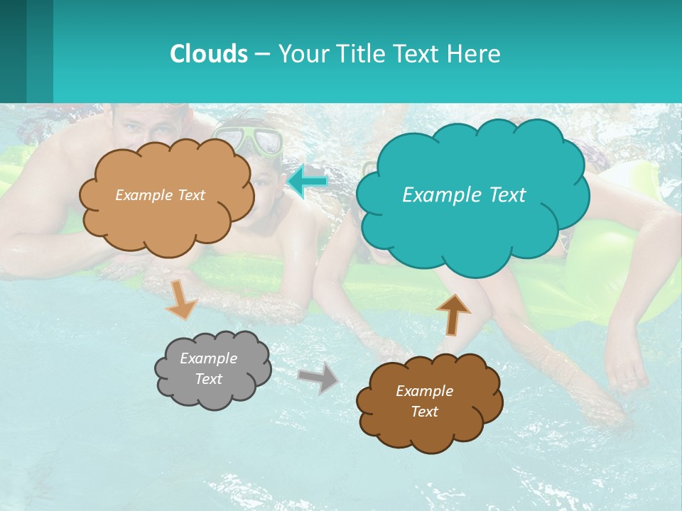 A Family In A Swimming Pool With Goggles On PowerPoint Template