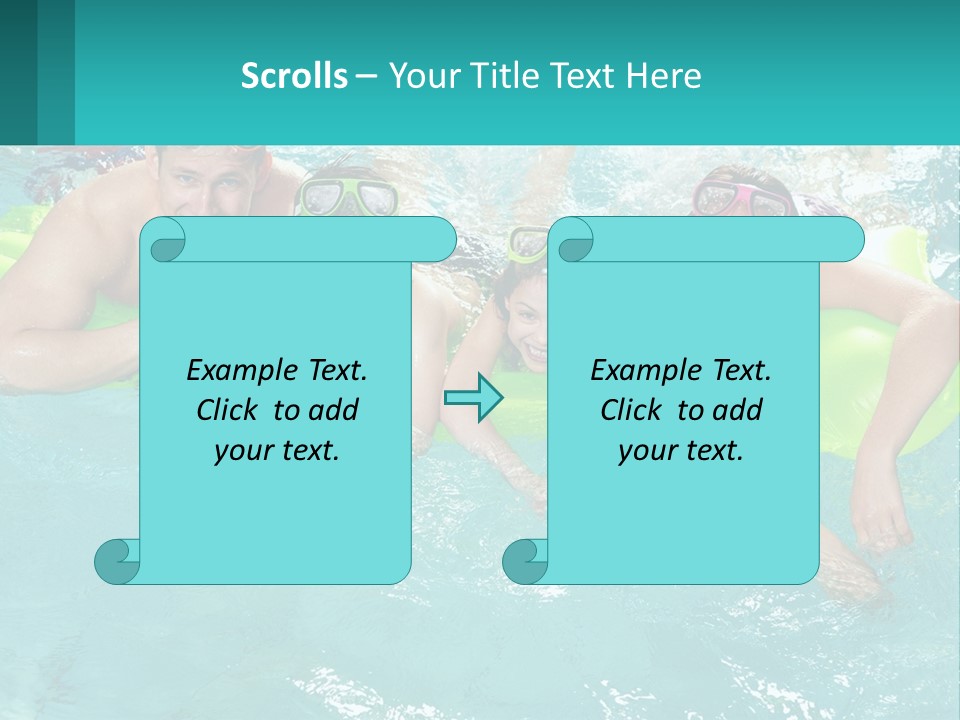 A Family In A Swimming Pool With Goggles On PowerPoint Template