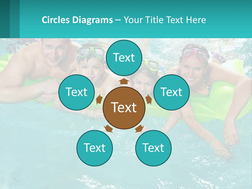 A Family In A Swimming Pool With Goggles On PowerPoint Template