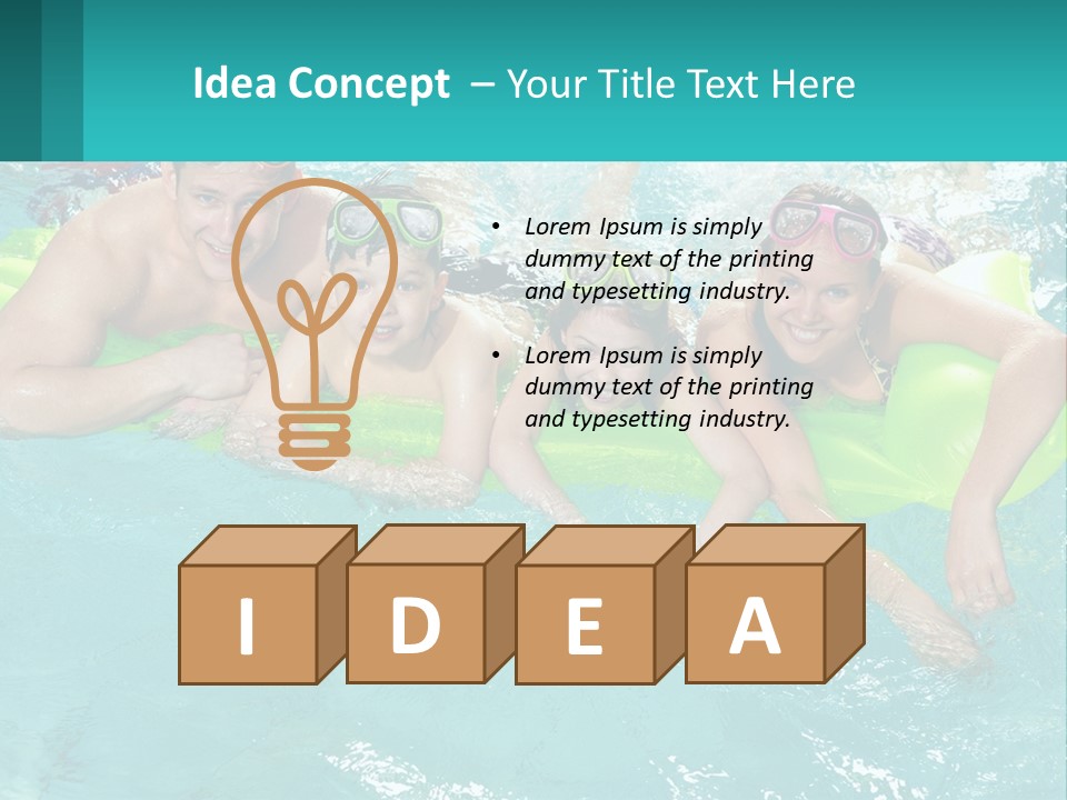 A Family In A Swimming Pool With Goggles On PowerPoint Template