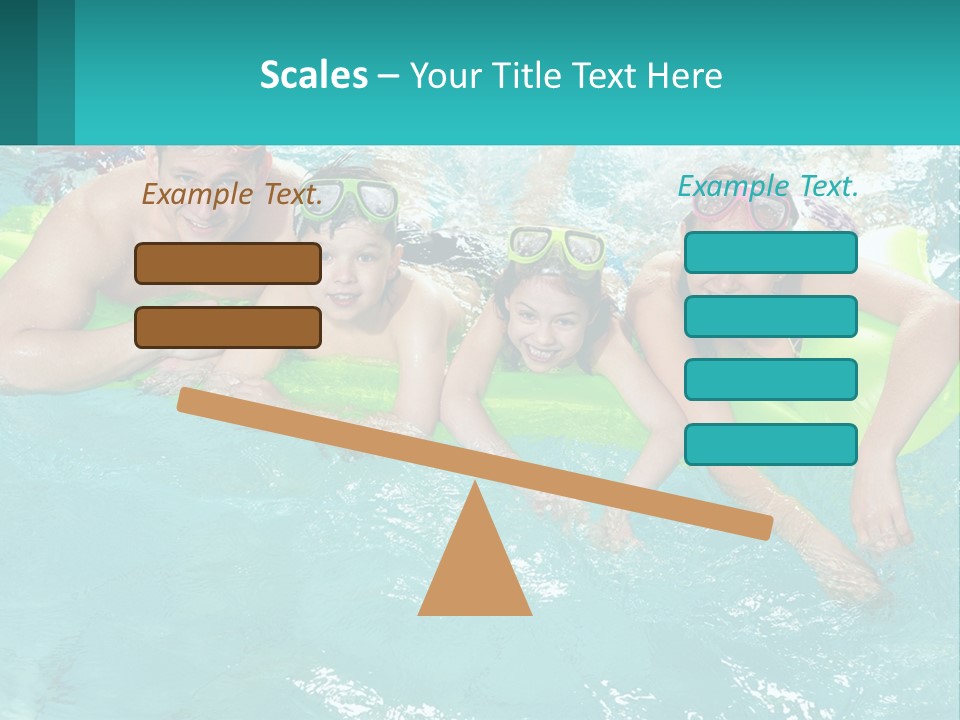 A Family In A Swimming Pool With Goggles On PowerPoint Template