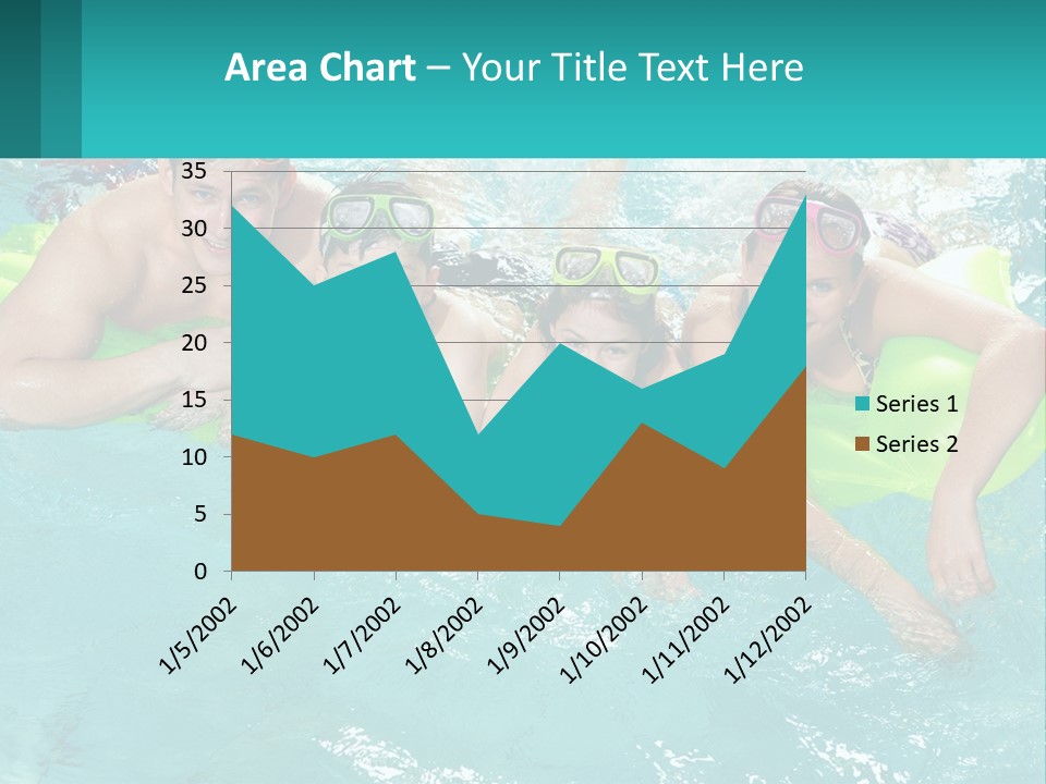 A Family In A Swimming Pool With Goggles On PowerPoint Template