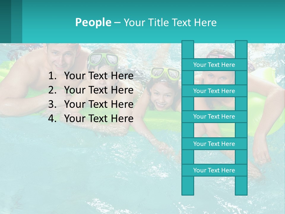 A Family In A Swimming Pool With Goggles On PowerPoint Template