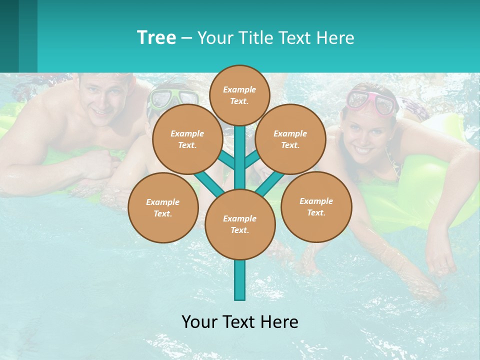 A Family In A Swimming Pool With Goggles On PowerPoint Template