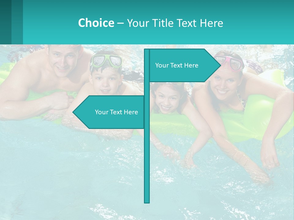 A Family In A Swimming Pool With Goggles On PowerPoint Template