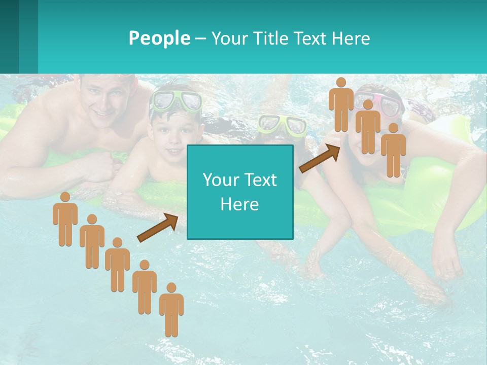 A Family In A Swimming Pool With Goggles On PowerPoint Template