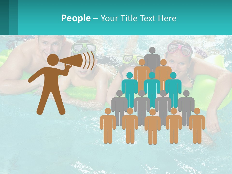 A Family In A Swimming Pool With Goggles On PowerPoint Template