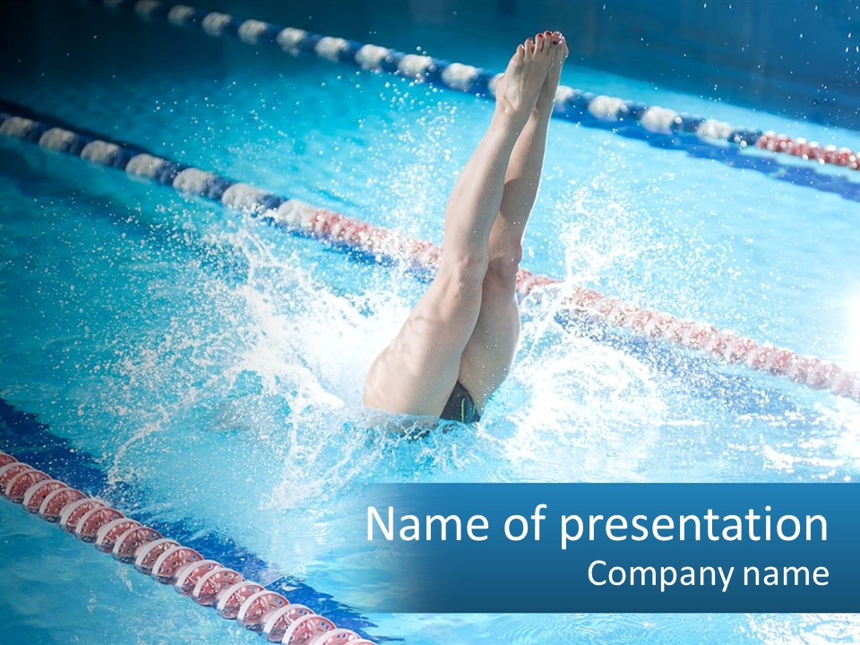 A Man Swimming In A Swimming Pool Powerpoint Template PowerPoint Template