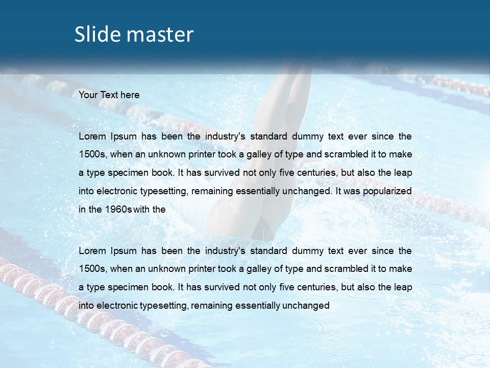 A Man Swimming In A Swimming Pool Powerpoint Template PowerPoint Template