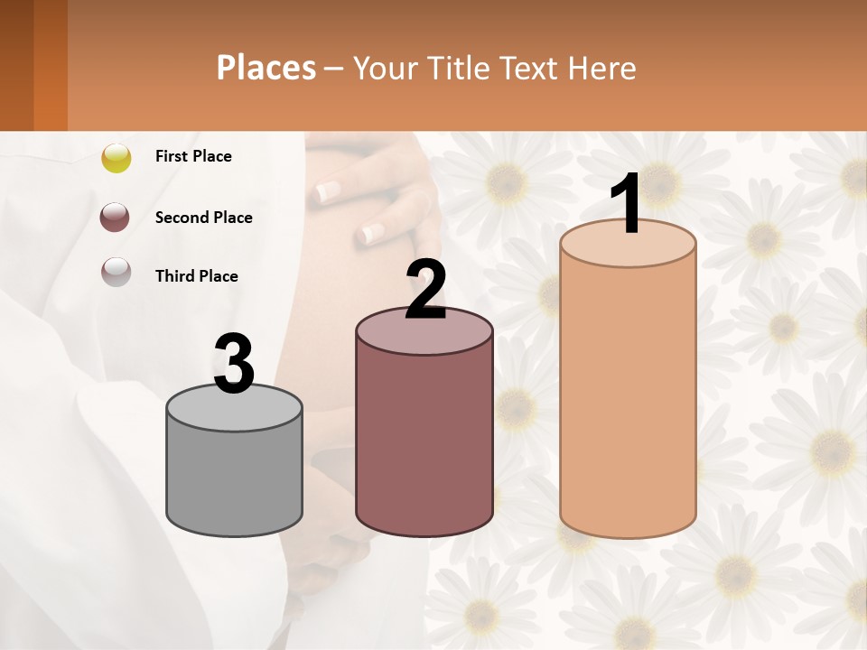 A Pregnant Woman Holding Her Belly With Daisies In The Background PowerPoint Template