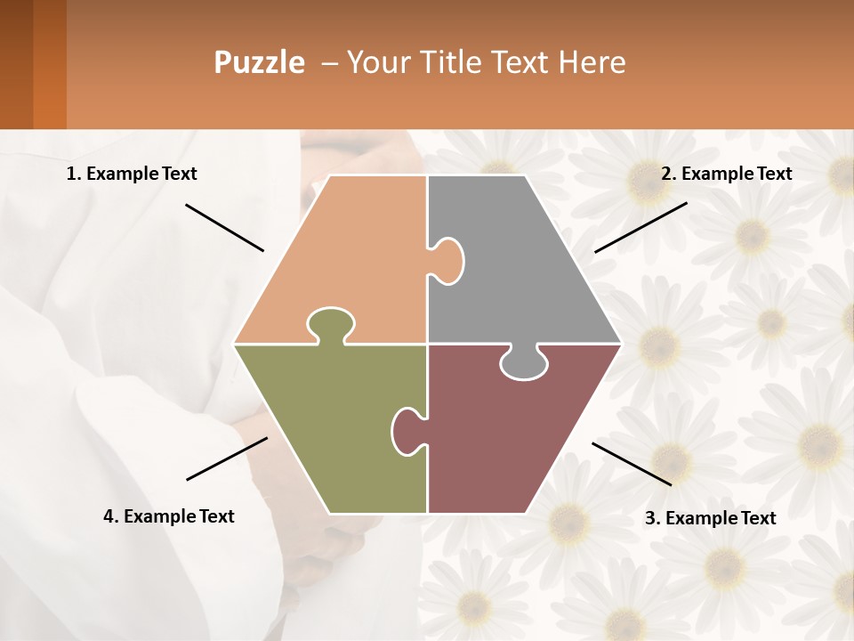 A Pregnant Woman Holding Her Belly With Daisies In The Background PowerPoint Template