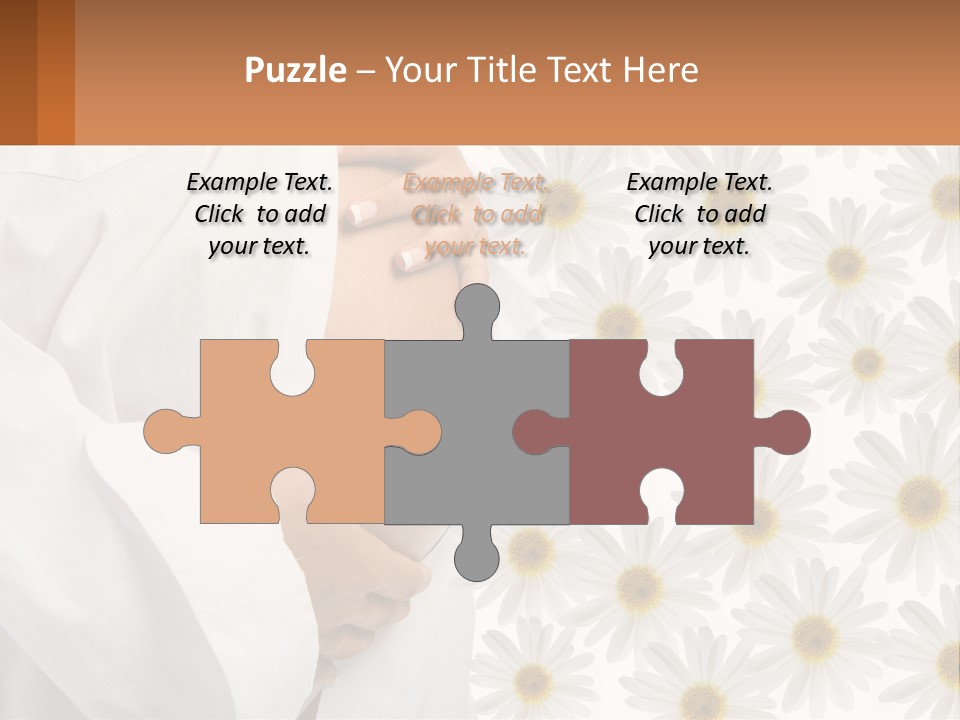 A Pregnant Woman Holding Her Belly With Daisies In The Background PowerPoint Template