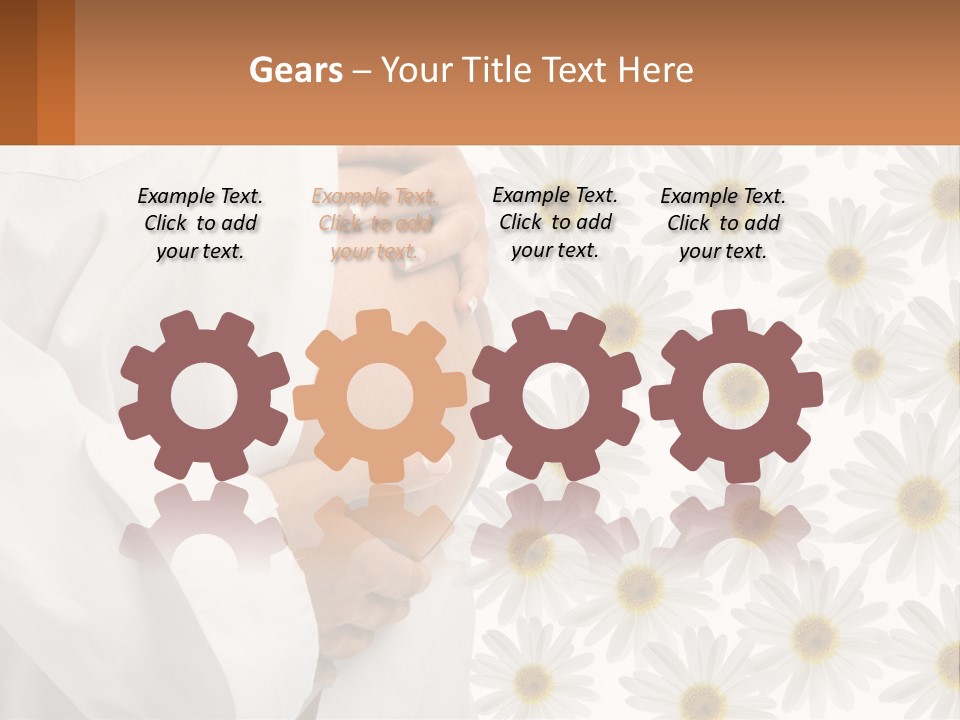 A Pregnant Woman Holding Her Belly With Daisies In The Background PowerPoint Template