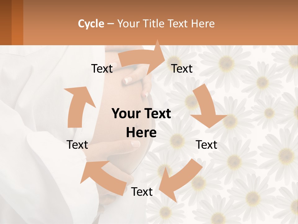 A Pregnant Woman Holding Her Belly With Daisies In The Background PowerPoint Template