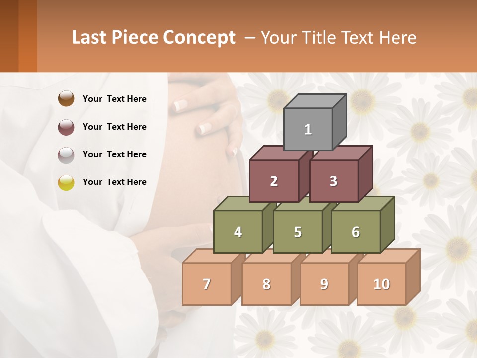 A Pregnant Woman Holding Her Belly With Daisies In The Background PowerPoint Template