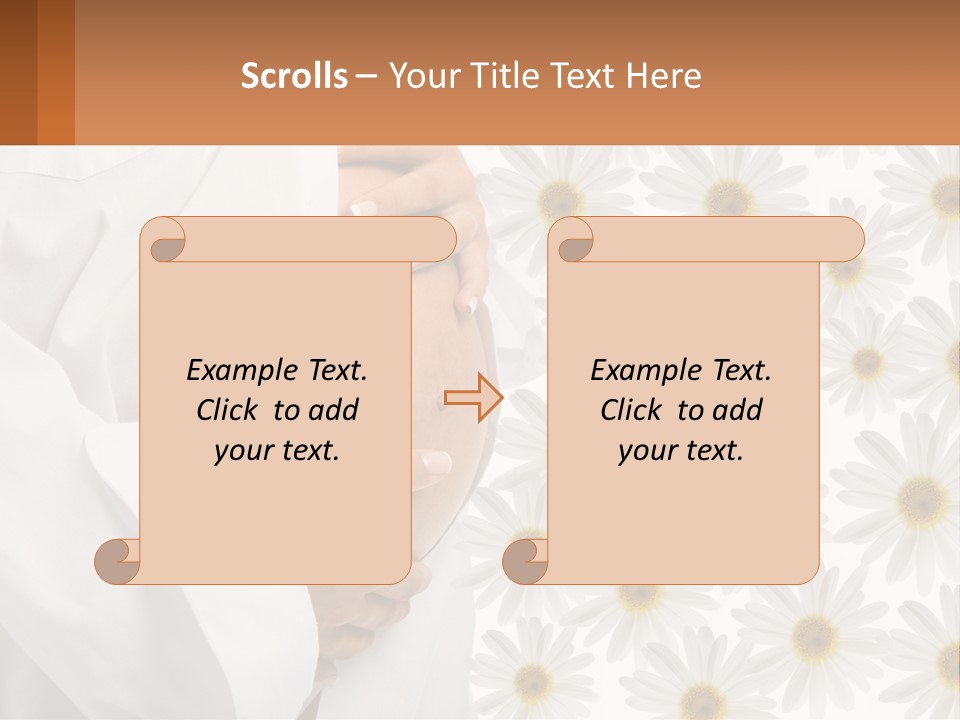 A Pregnant Woman Holding Her Belly With Daisies In The Background PowerPoint Template