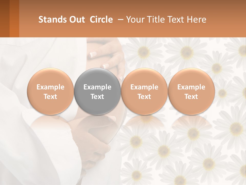 A Pregnant Woman Holding Her Belly With Daisies In The Background PowerPoint Template