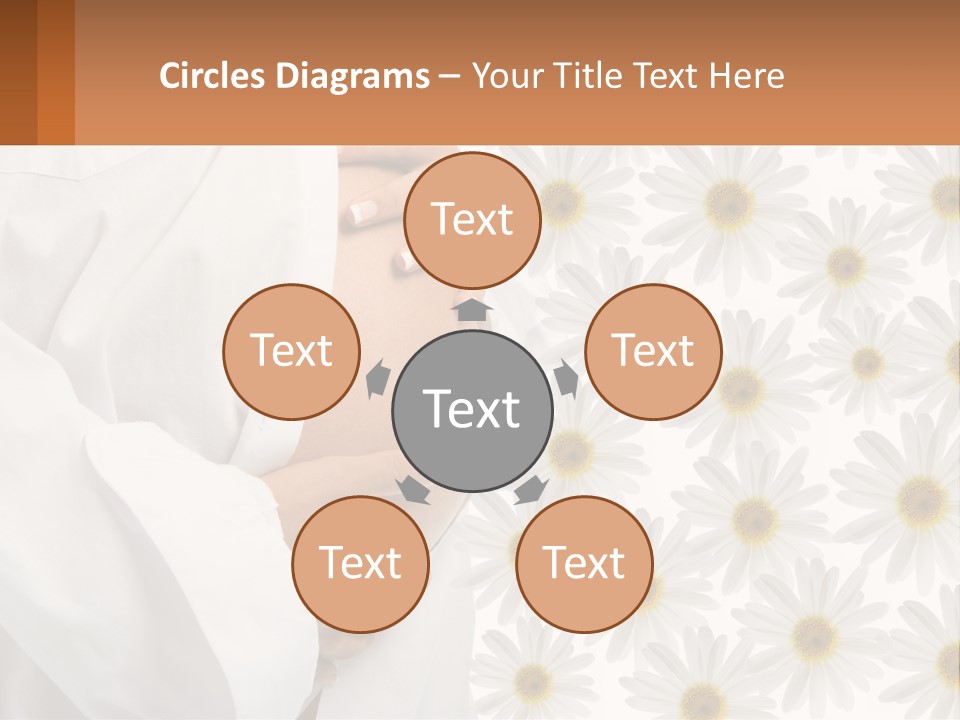 A Pregnant Woman Holding Her Belly With Daisies In The Background PowerPoint Template
