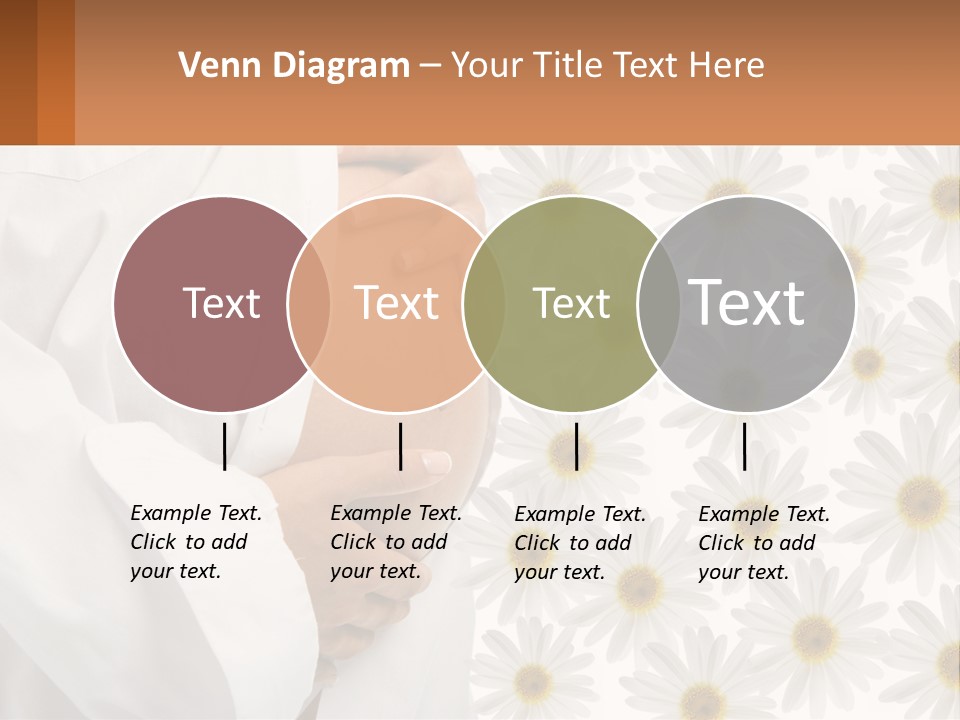 A Pregnant Woman Holding Her Belly With Daisies In The Background PowerPoint Template