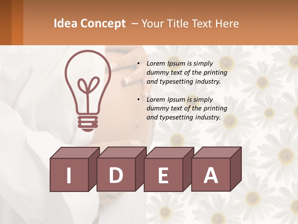 A Pregnant Woman Holding Her Belly With Daisies In The Background PowerPoint Template