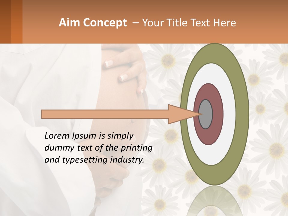 A Pregnant Woman Holding Her Belly With Daisies In The Background PowerPoint Template