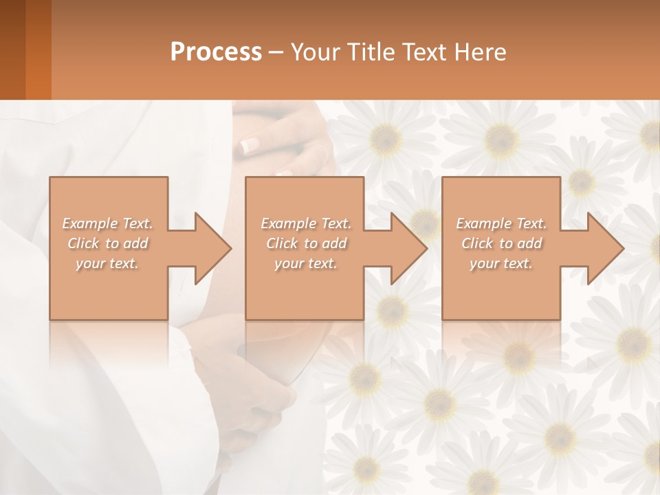 A Pregnant Woman Holding Her Belly With Daisies In The Background PowerPoint Template