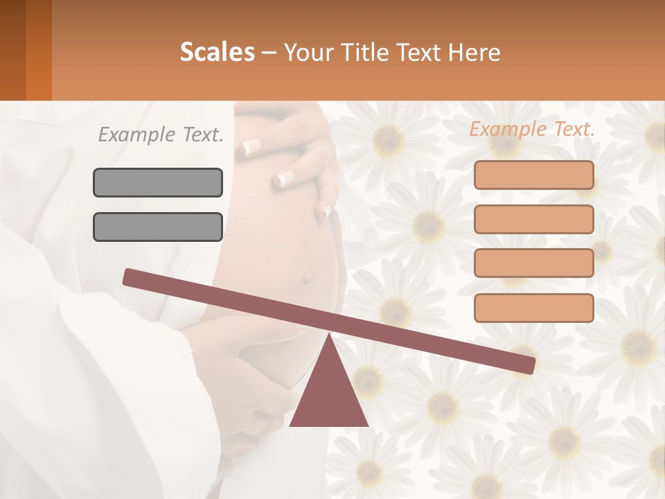 A Pregnant Woman Holding Her Belly With Daisies In The Background PowerPoint Template