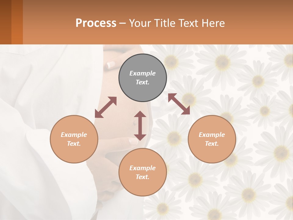 A Pregnant Woman Holding Her Belly With Daisies In The Background PowerPoint Template