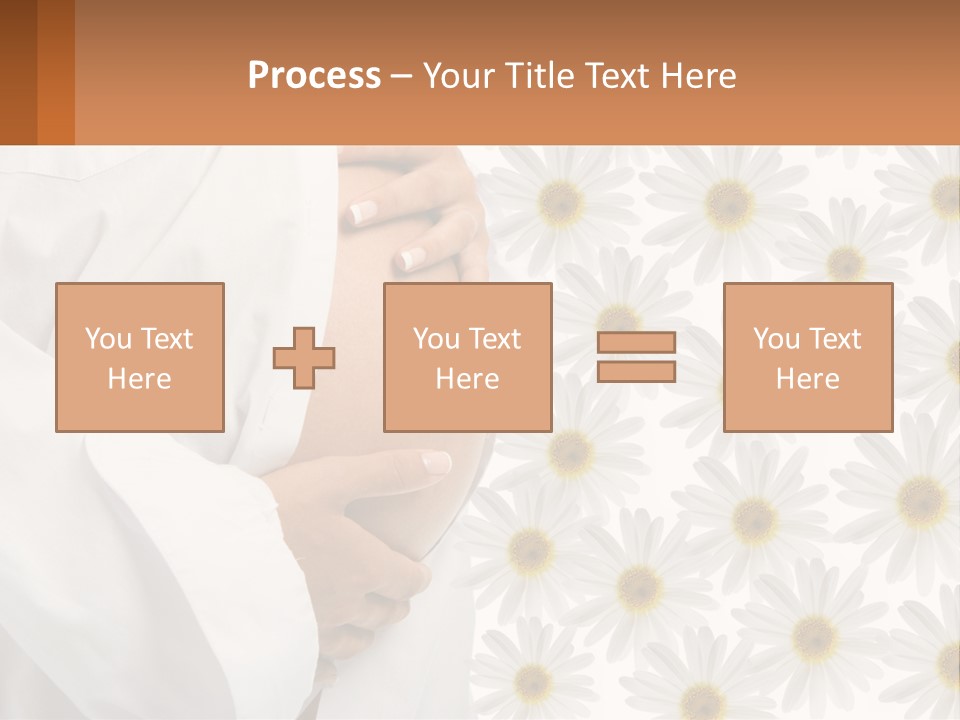 A Pregnant Woman Holding Her Belly With Daisies In The Background PowerPoint Template