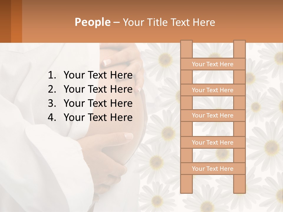 A Pregnant Woman Holding Her Belly With Daisies In The Background PowerPoint Template