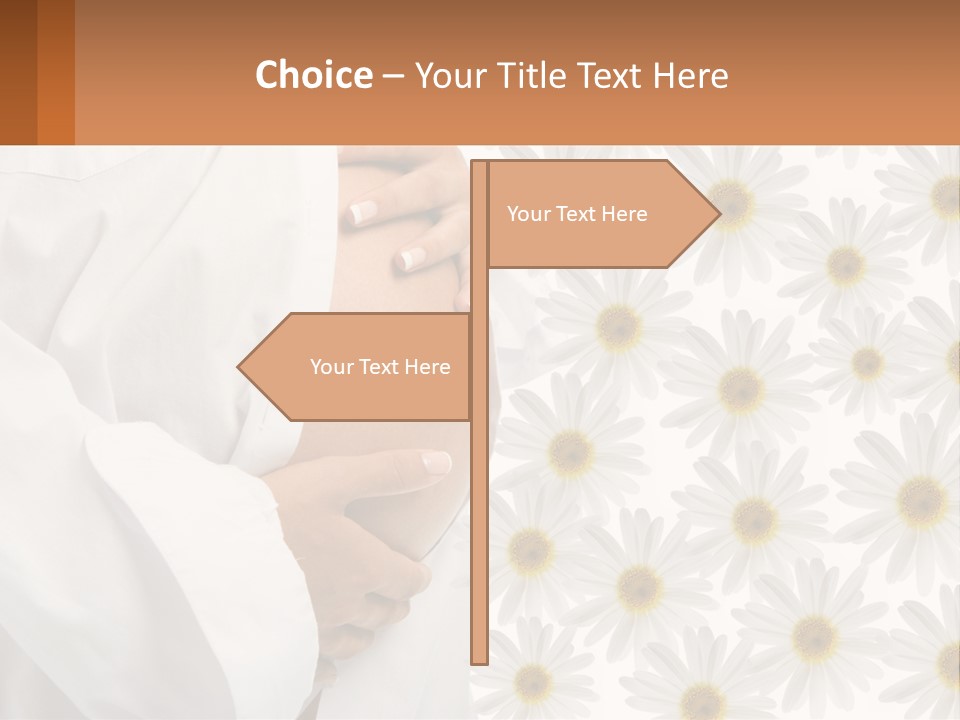A Pregnant Woman Holding Her Belly With Daisies In The Background PowerPoint Template