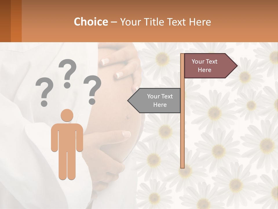 A Pregnant Woman Holding Her Belly With Daisies In The Background PowerPoint Template