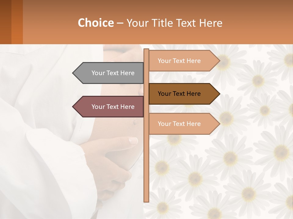 A Pregnant Woman Holding Her Belly With Daisies In The Background PowerPoint Template