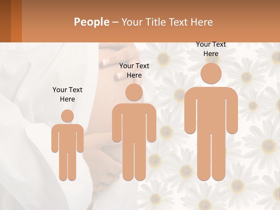 A Pregnant Woman Holding Her Belly With Daisies In The Background PowerPoint Template